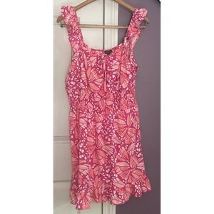 NWT Lily Rose Pink Print Ruffle Dress Sleeveless Smocked Summer Size XL